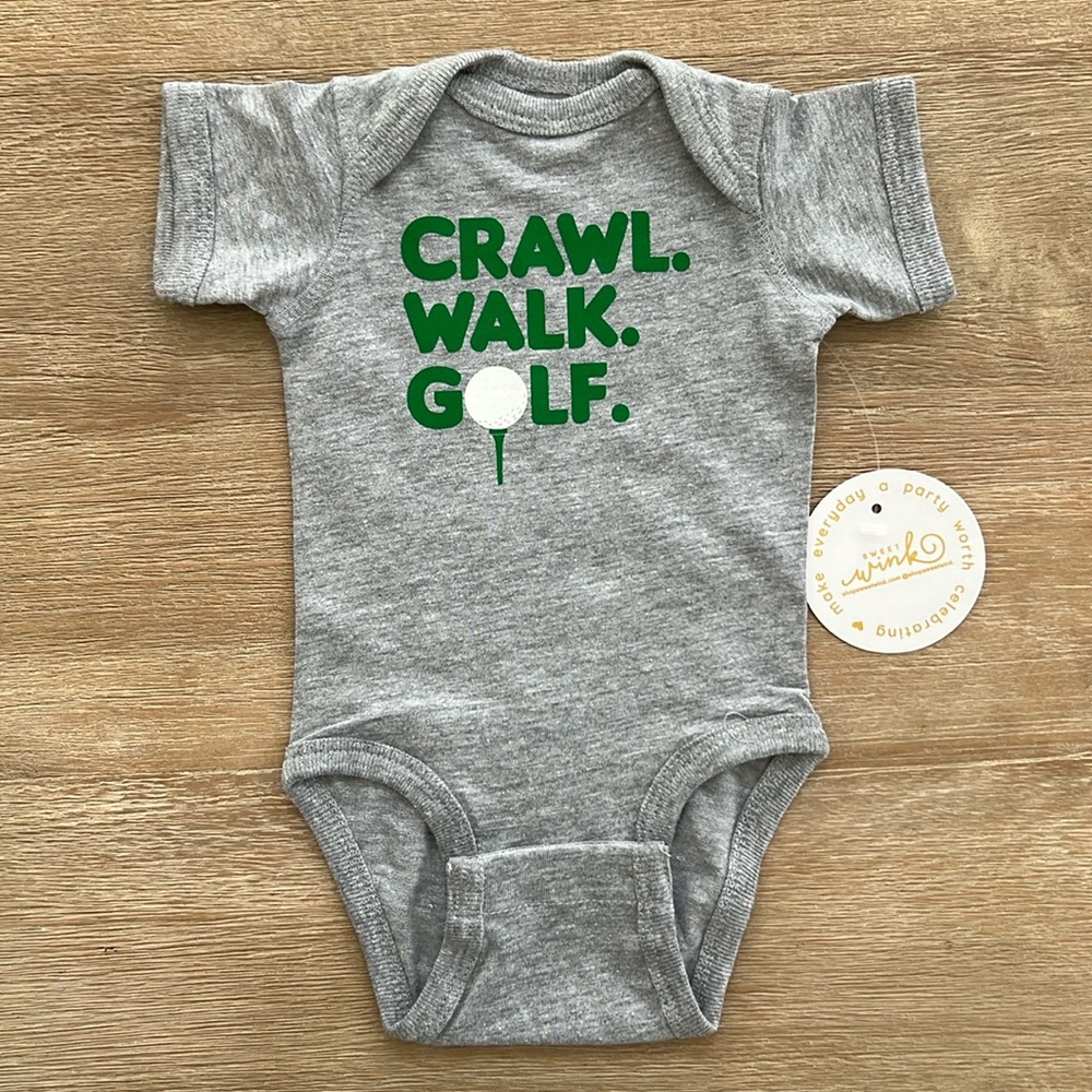 Sweet Wink Crawl Walk Golf Buddy Onesie Bodysuit 3-6 6-12 months